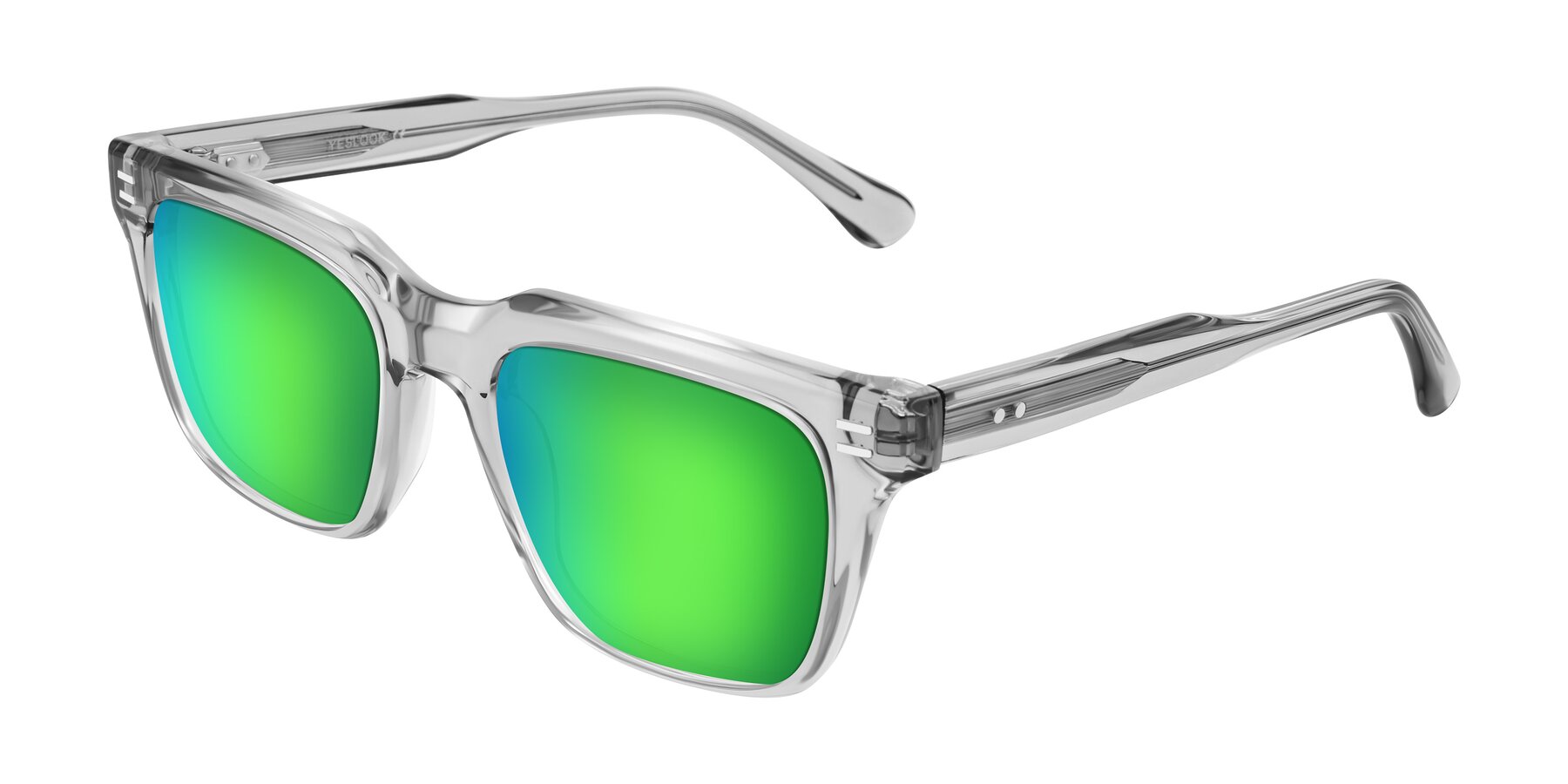 Angle of Bliss in Transparent Gray with Green Mirrored Lenses