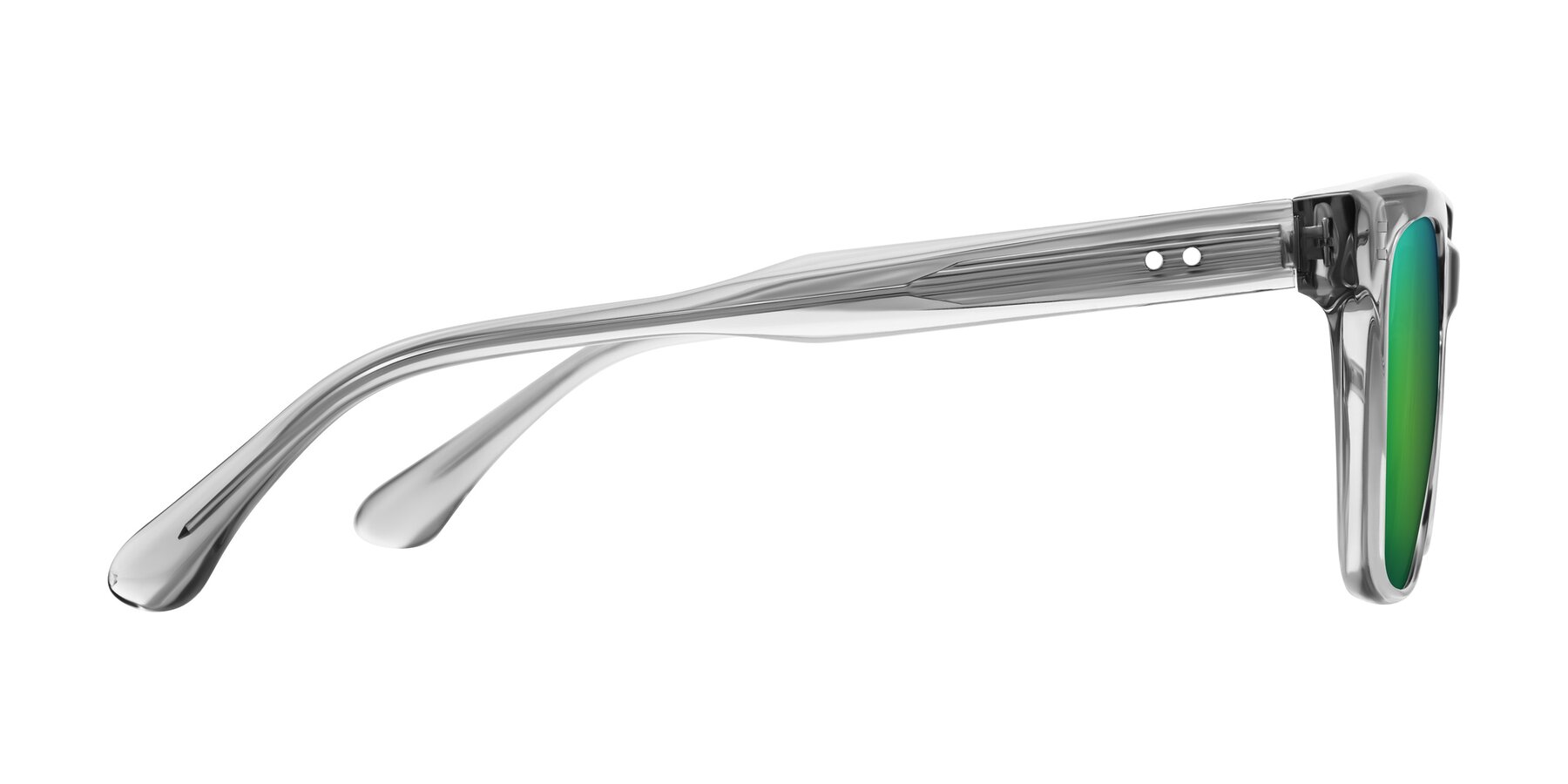 Side of Bliss in Transparent Gray with Green Mirrored Lenses