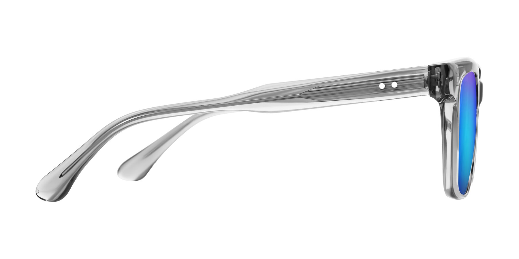 Side of Bliss in Transparent Gray with Blue Mirrored Lenses