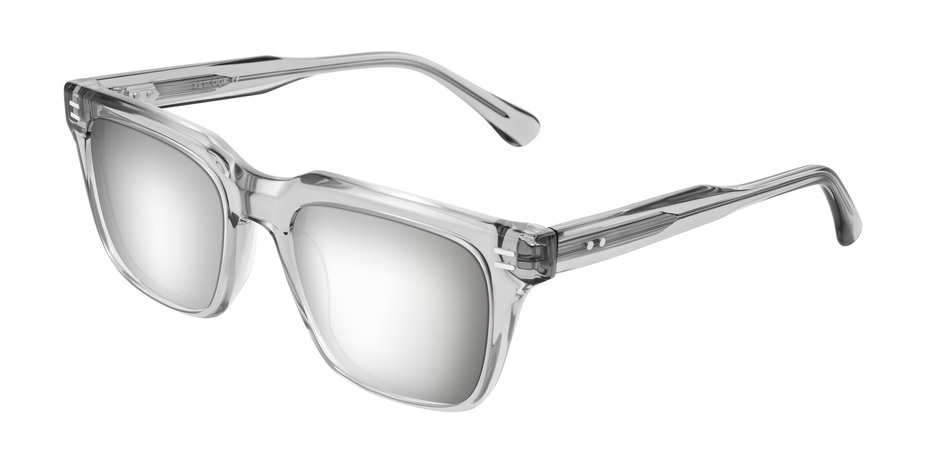Angle of Bliss in Transparent Gray with Silver Mirrored Lenses