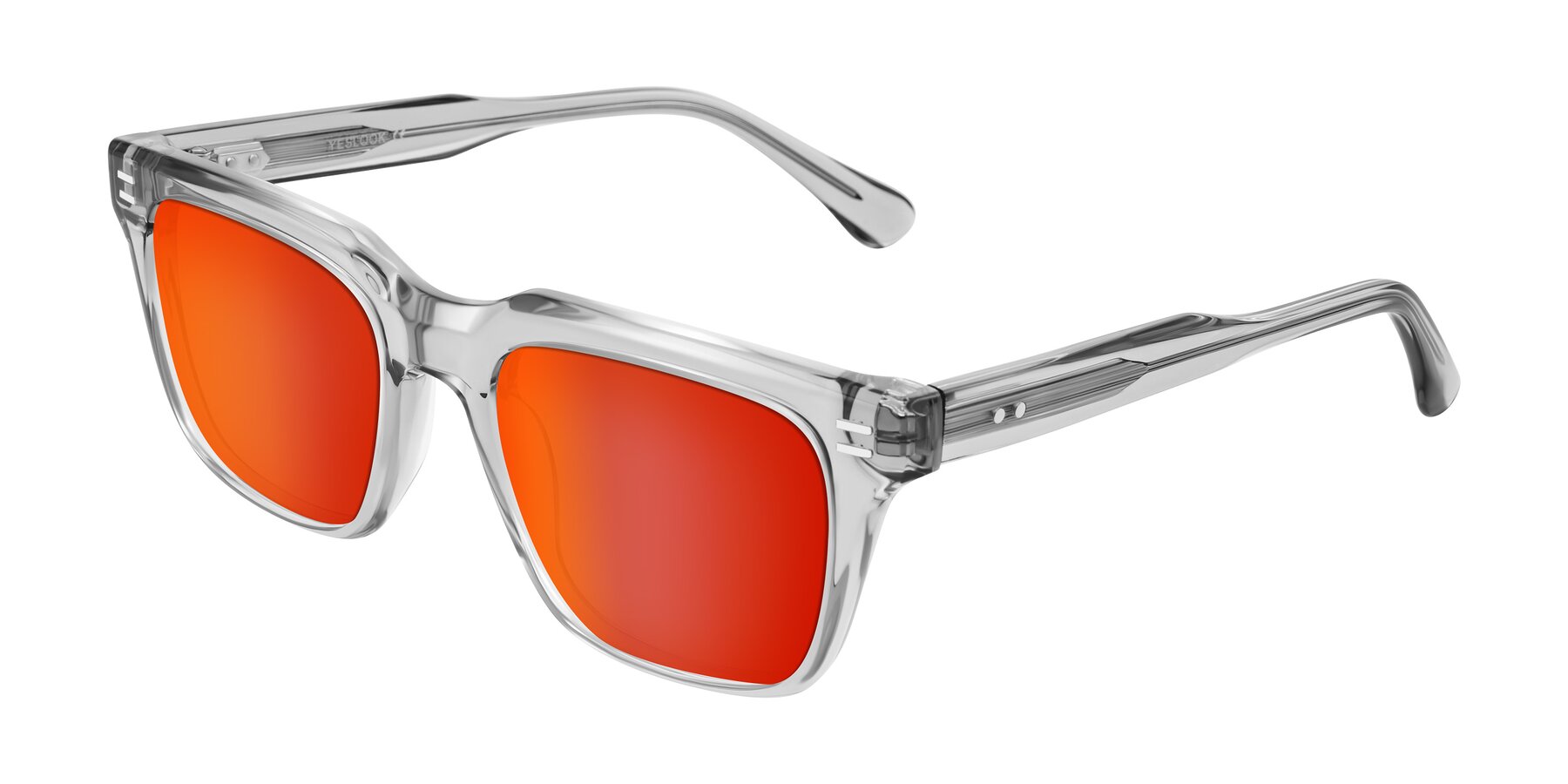 Angle of Bliss in Transparent Gray with Red Gold Mirrored Lenses