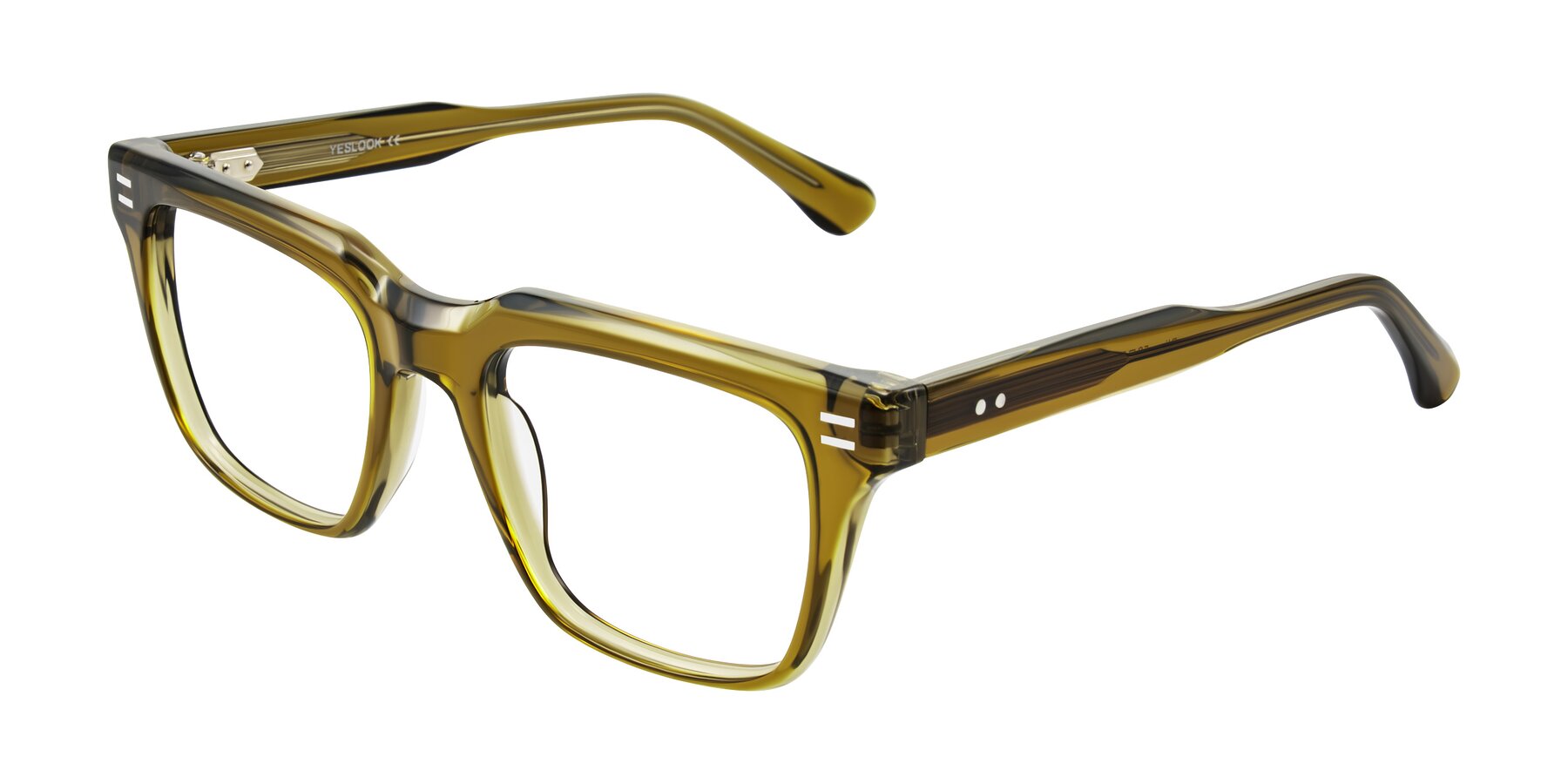 Angle of Bliss in Olive Brown with Clear Eyeglass Lenses