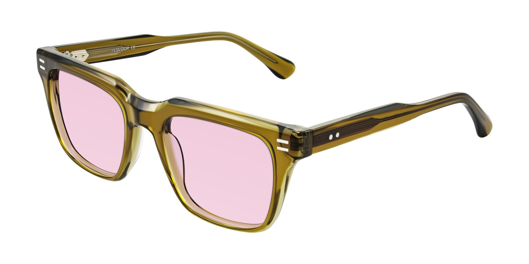 Angle of Bliss in Olive Brown with Light Pink Tinted Lenses