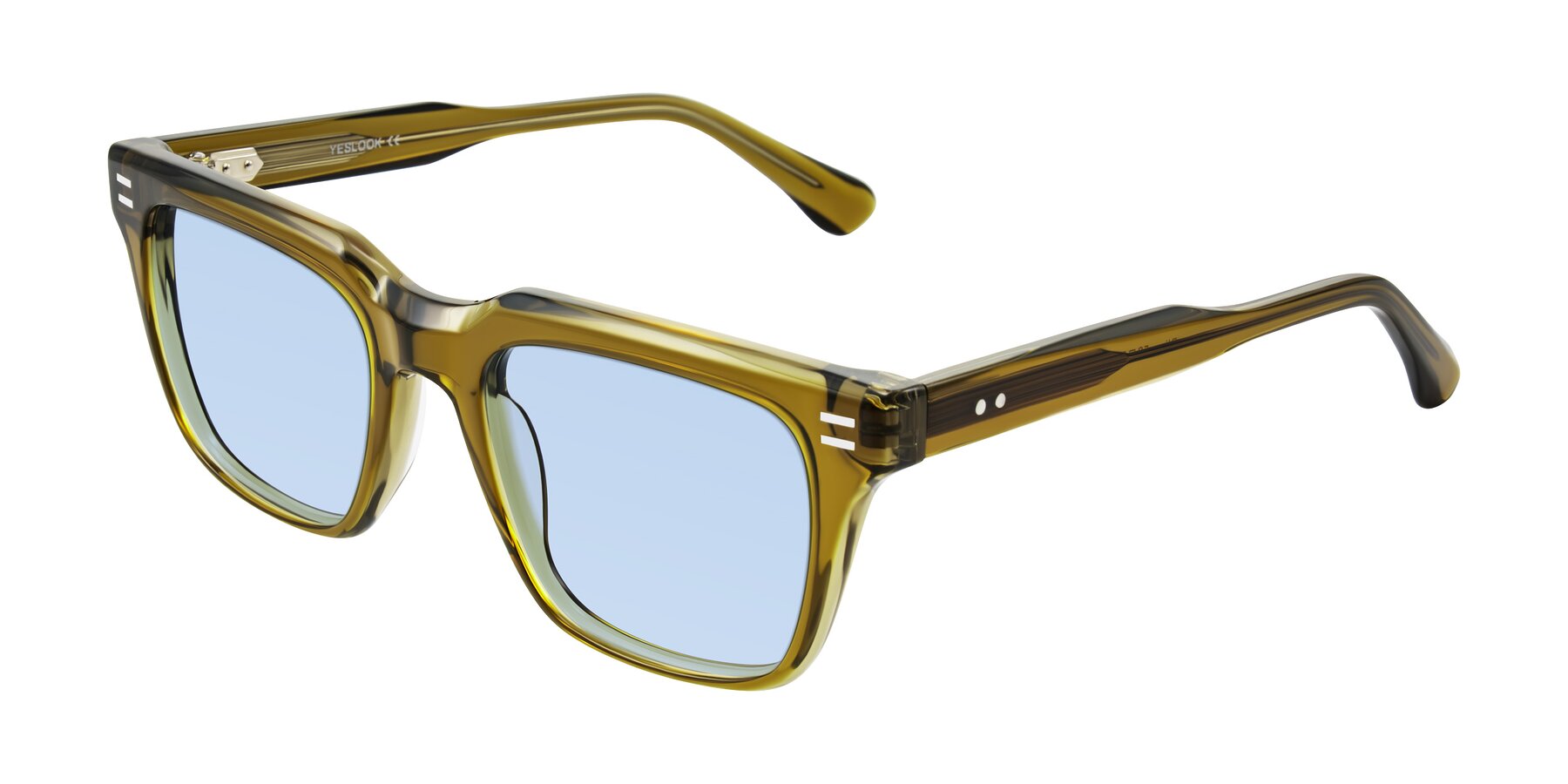Angle of Bliss in Olive Brown with Light Blue Tinted Lenses