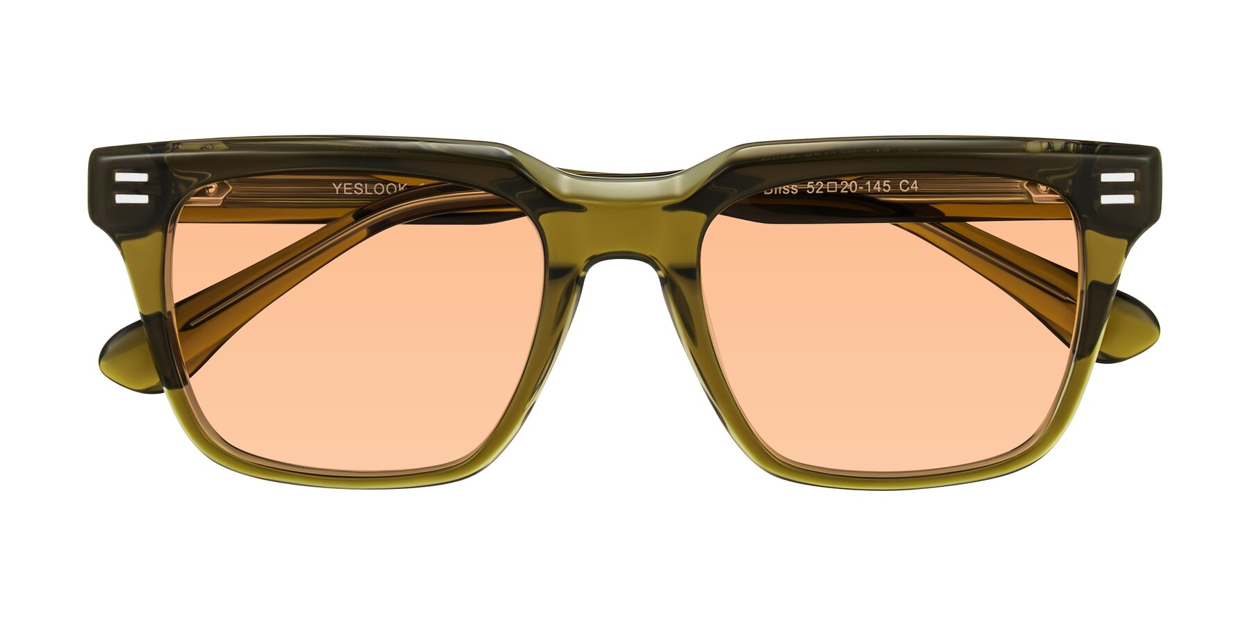 Folded Front of Bliss in Olive Brown with Light Orange Tinted Lenses