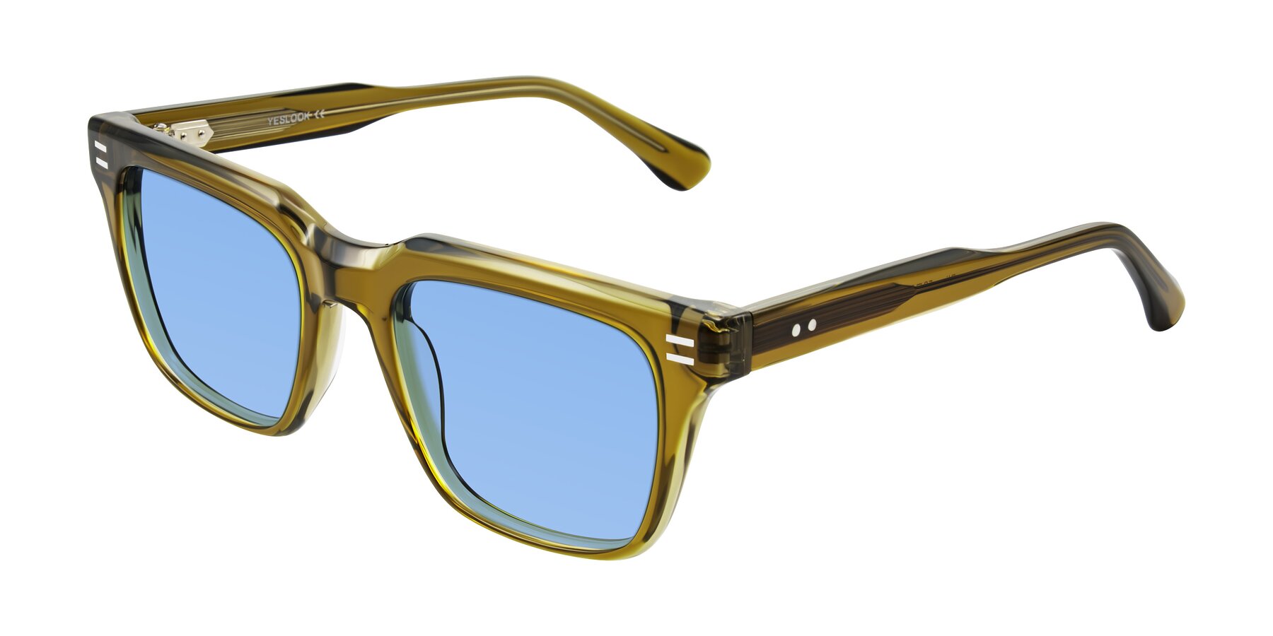 Angle of Bliss in Olive Brown with Medium Blue Tinted Lenses