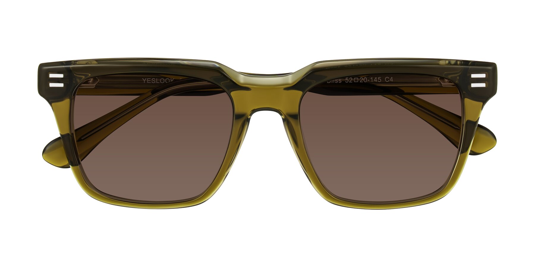 Folded Front of Bliss in Olive Brown with Brown Tinted Lenses