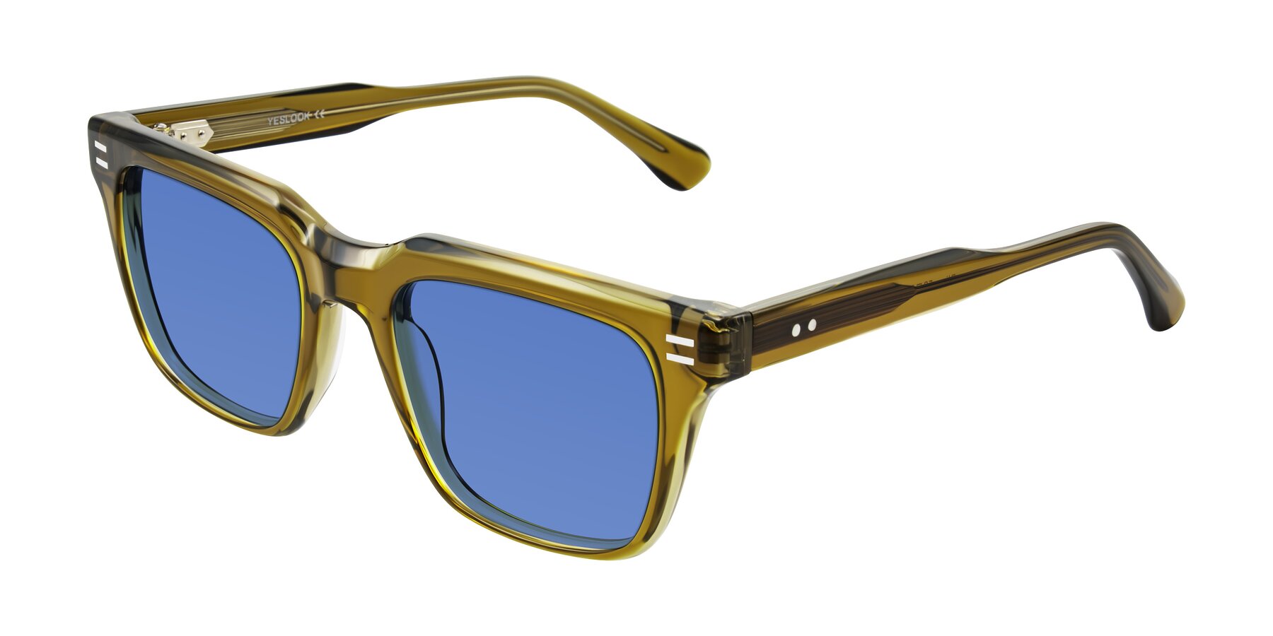 Angle of Bliss in Olive Brown with Blue Tinted Lenses