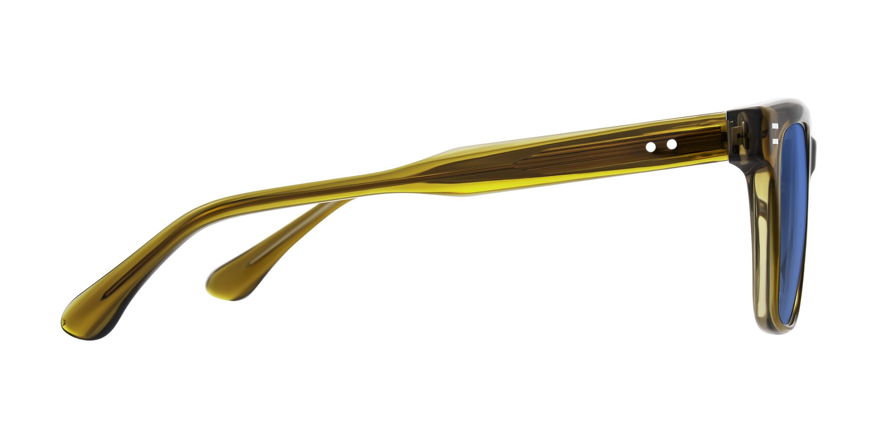 Side of Bliss in Olive Brown with Blue Tinted Lenses