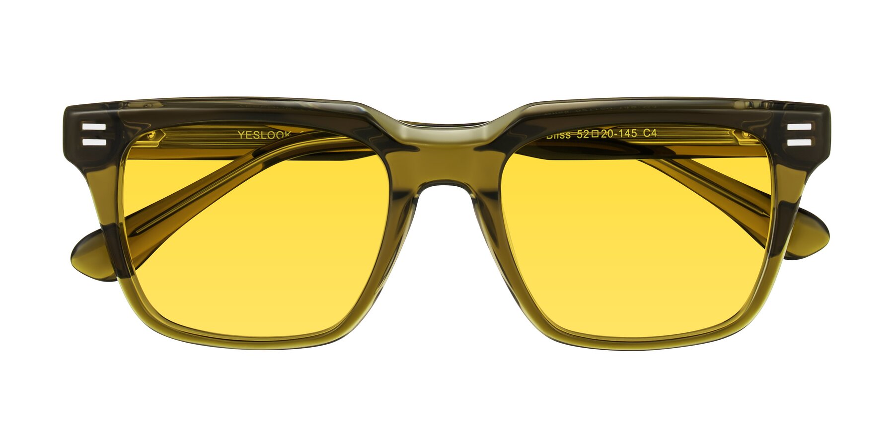 Folded Front of Bliss in Olive Brown with Yellow Tinted Lenses