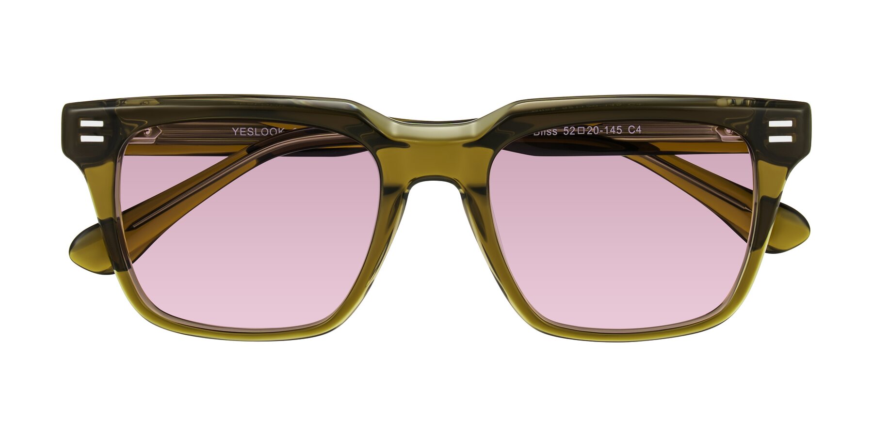 Folded Front of Bliss in Olive Brown with Light Wine Tinted Lenses