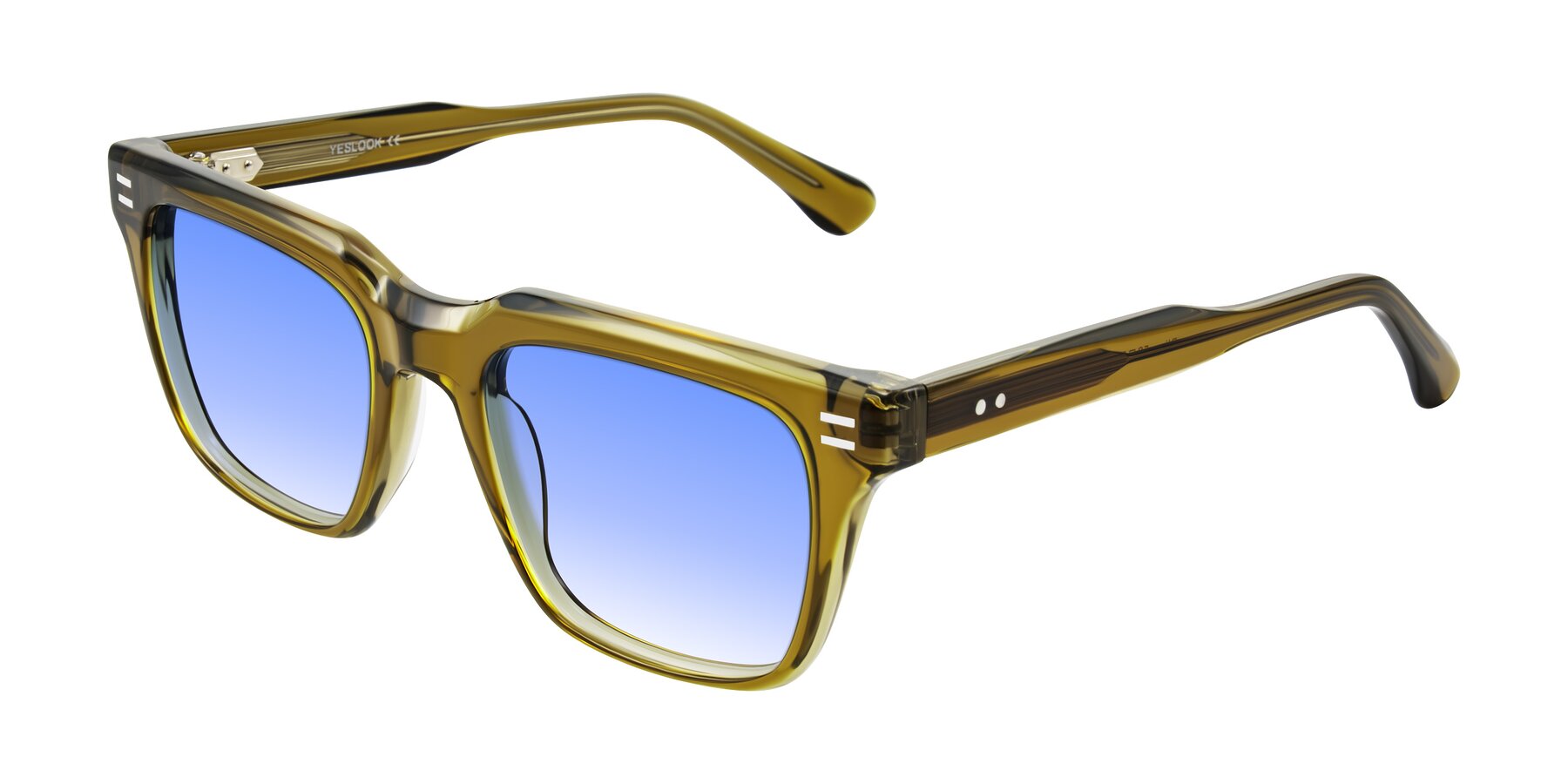 Angle of Bliss in Olive Brown with Blue Gradient Lenses