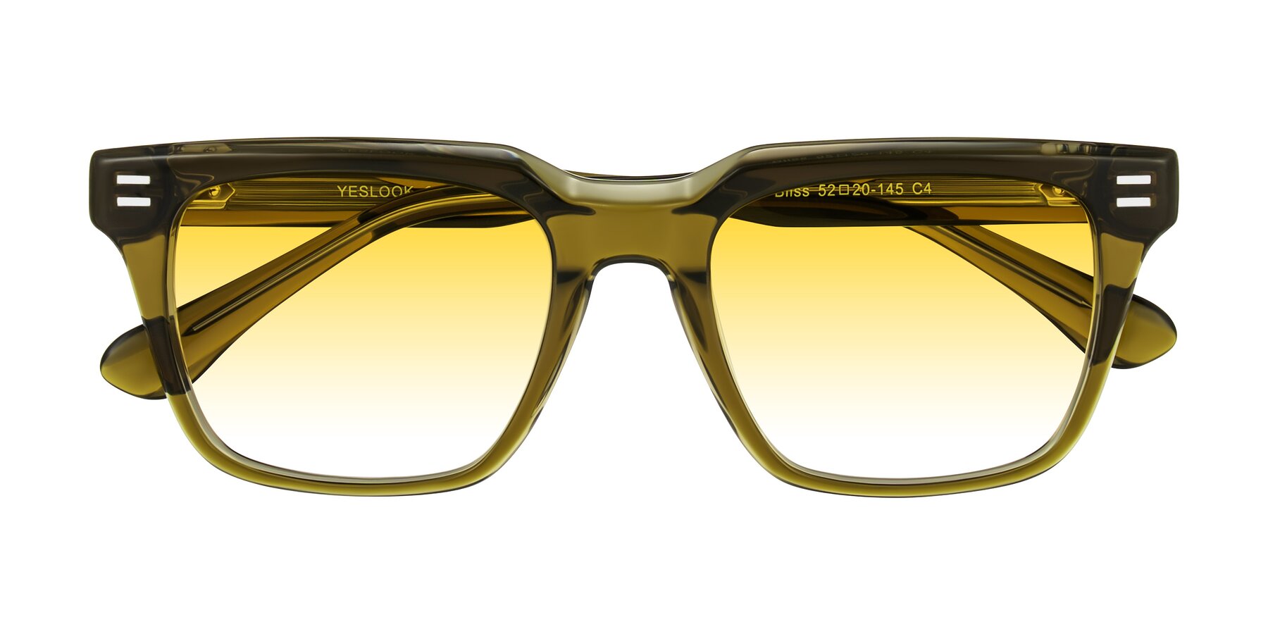 Folded Front of Bliss in Olive Brown with Yellow Gradient Lenses