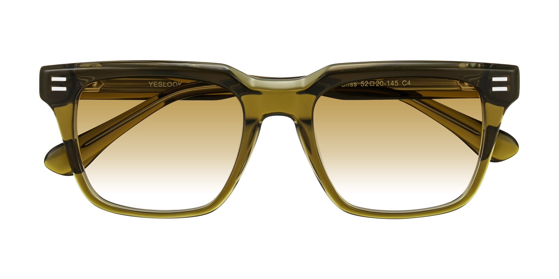 Folded Front of Bliss in Olive Brown with Champagne Gradient Lenses