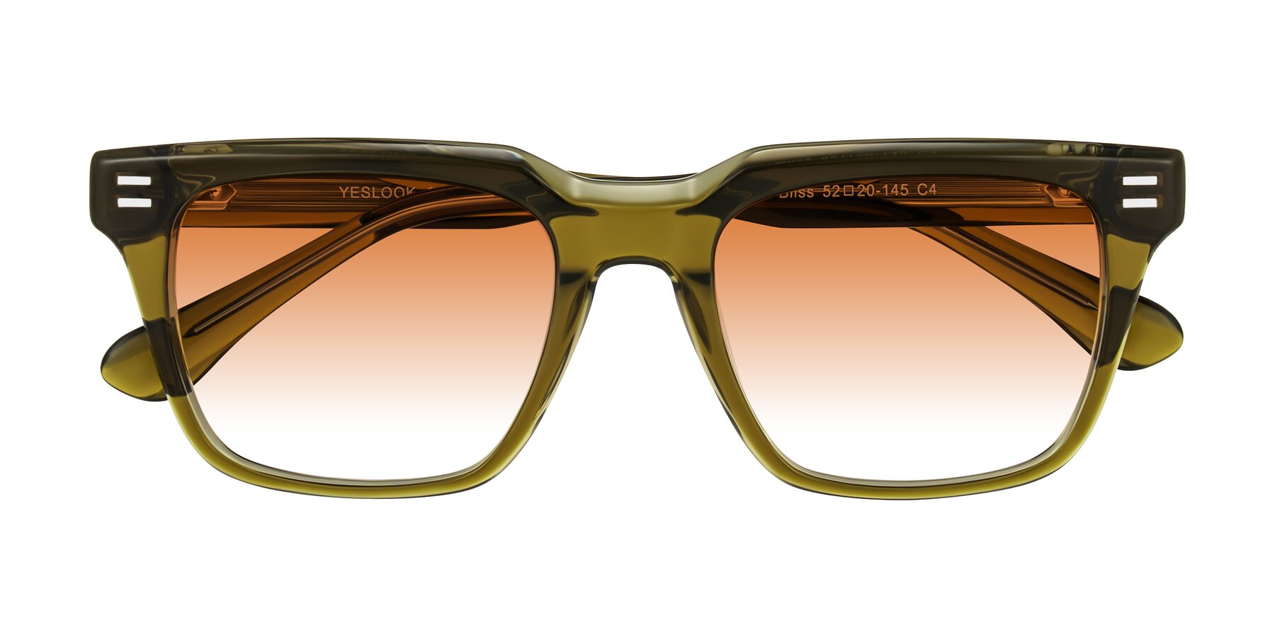 Folded Front of Bliss in Olive Brown with Orange Gradient Lenses