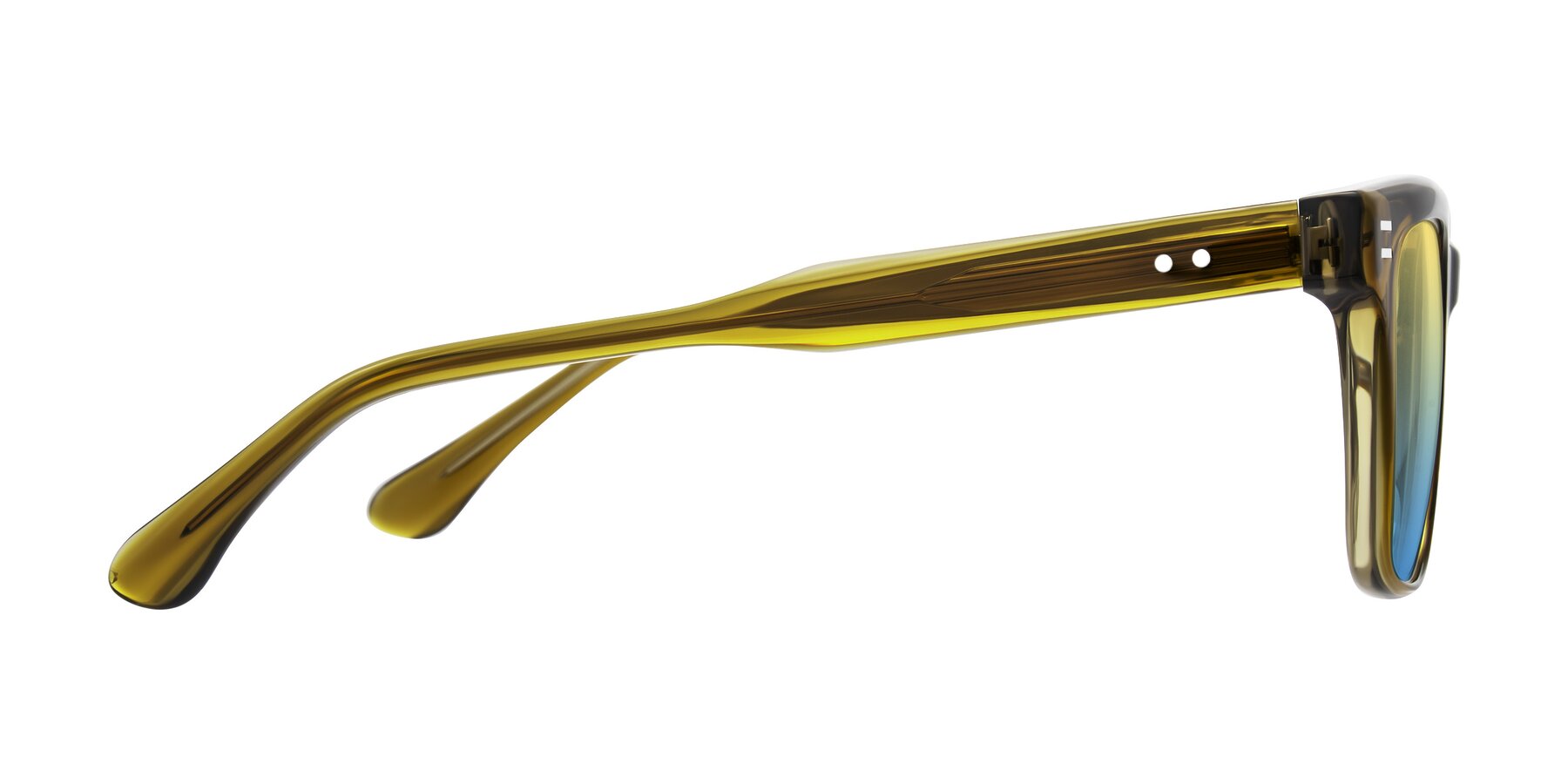 Side of Bliss in Olive Brown with Yellow / Blue Gradient Lenses
