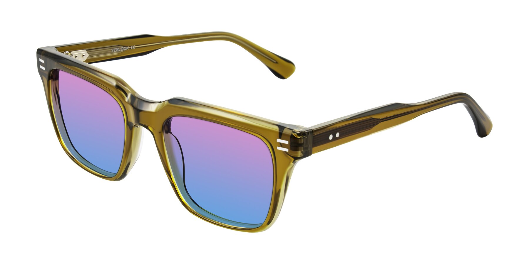 Angle of Bliss in Olive Brown with Pink / Blue Gradient Lenses
