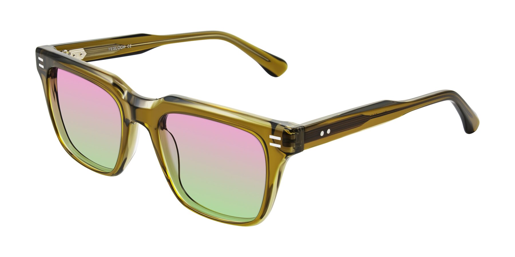 Angle of Bliss in Olive Brown with Pink / Green Gradient Lenses