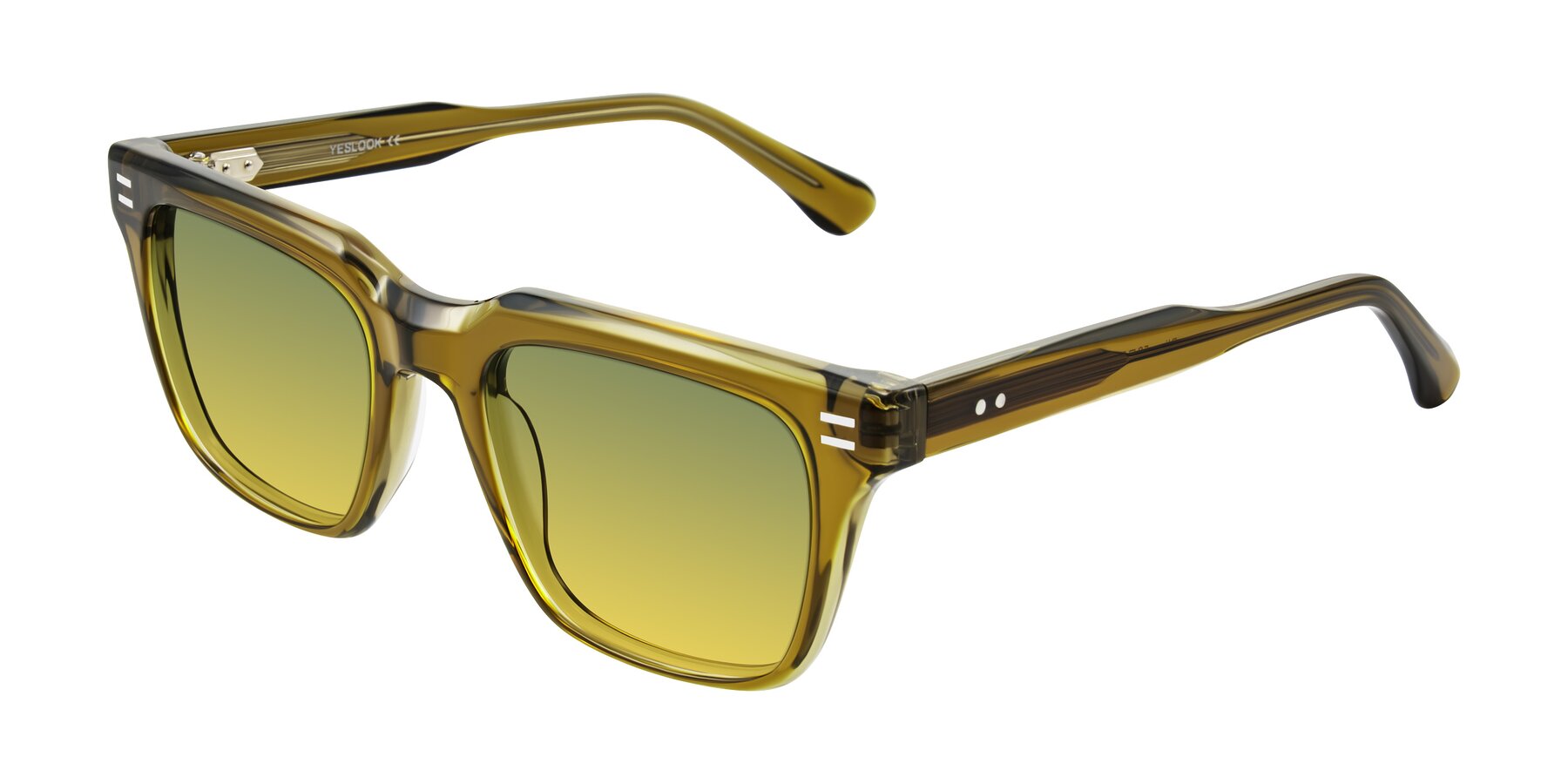 Angle of Bliss in Olive Brown with Green / Yellow Gradient Lenses