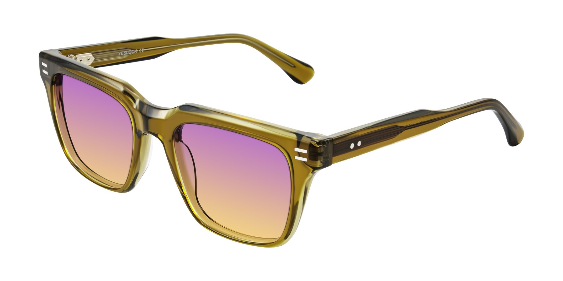 Angle of Bliss in Olive Brown with Purple / Yellow Gradient Lenses