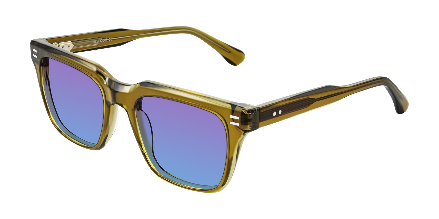 Angle of Bliss in Olive Brown with Purple / Blue Gradient Lenses