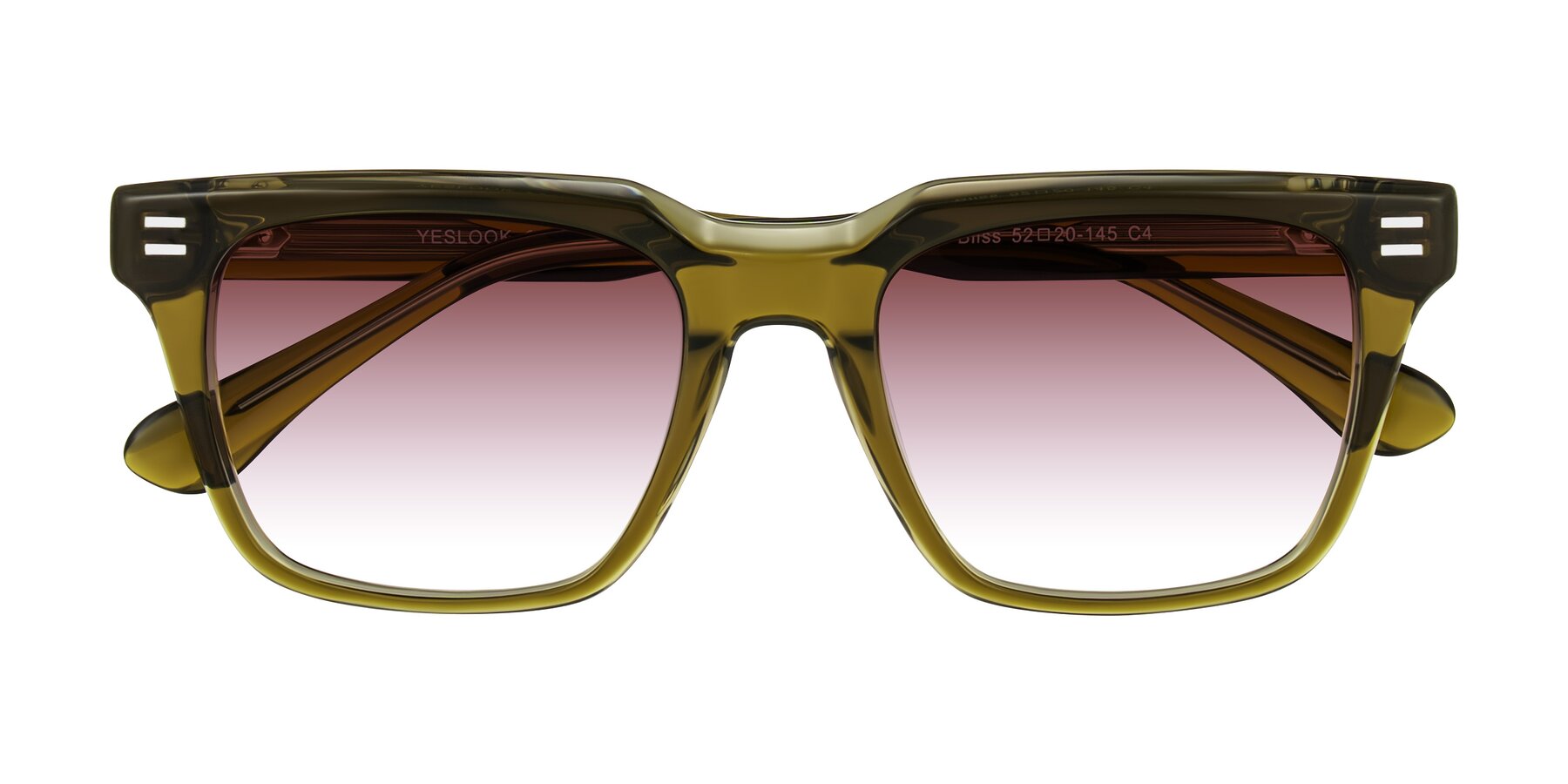 Folded Front of Bliss in Olive Brown with Garnet Gradient Lenses
