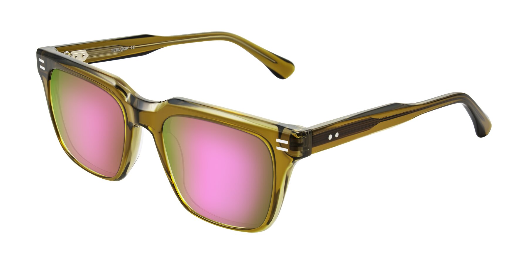 Angle of Bliss in Olive Brown with Pink Mirrored Lenses