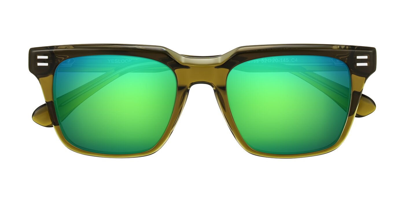 Bliss - Olive Brown Flash Mirrored Sunglasses