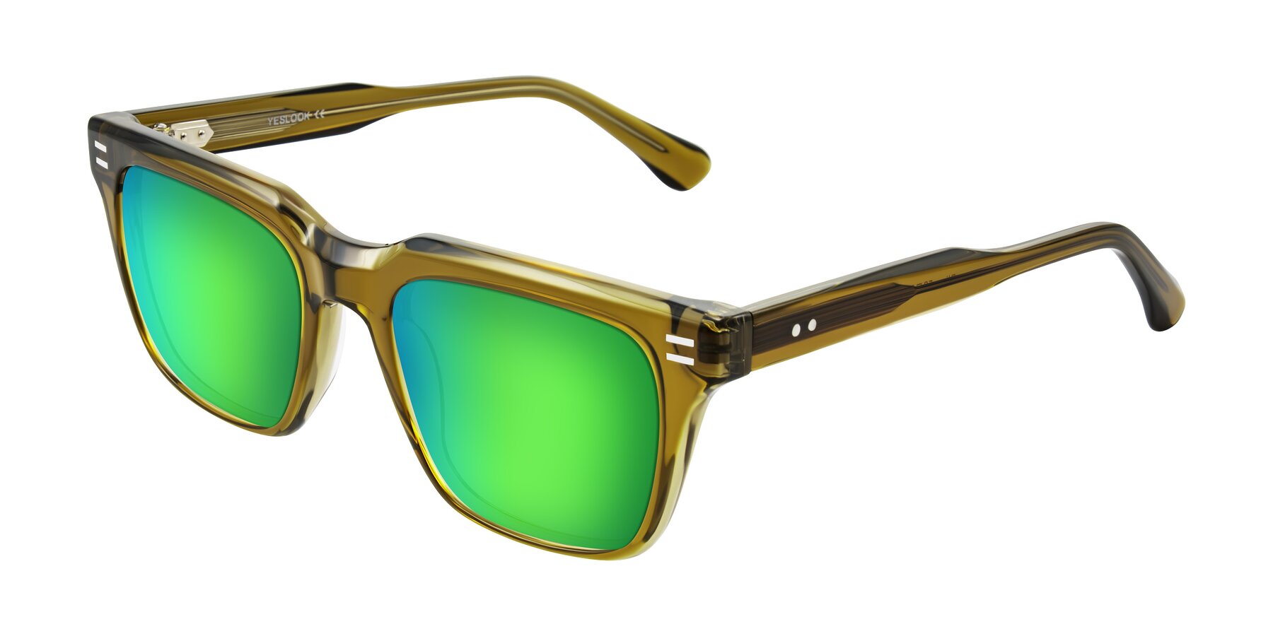 Angle of Bliss in Olive Brown with Green Mirrored Lenses