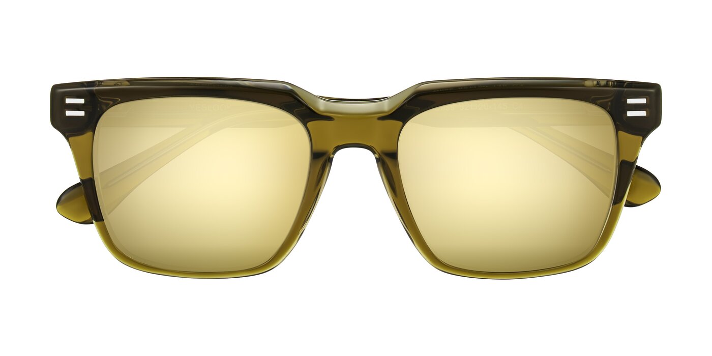 Bliss - Olive Brown Flash Mirrored Sunglasses
