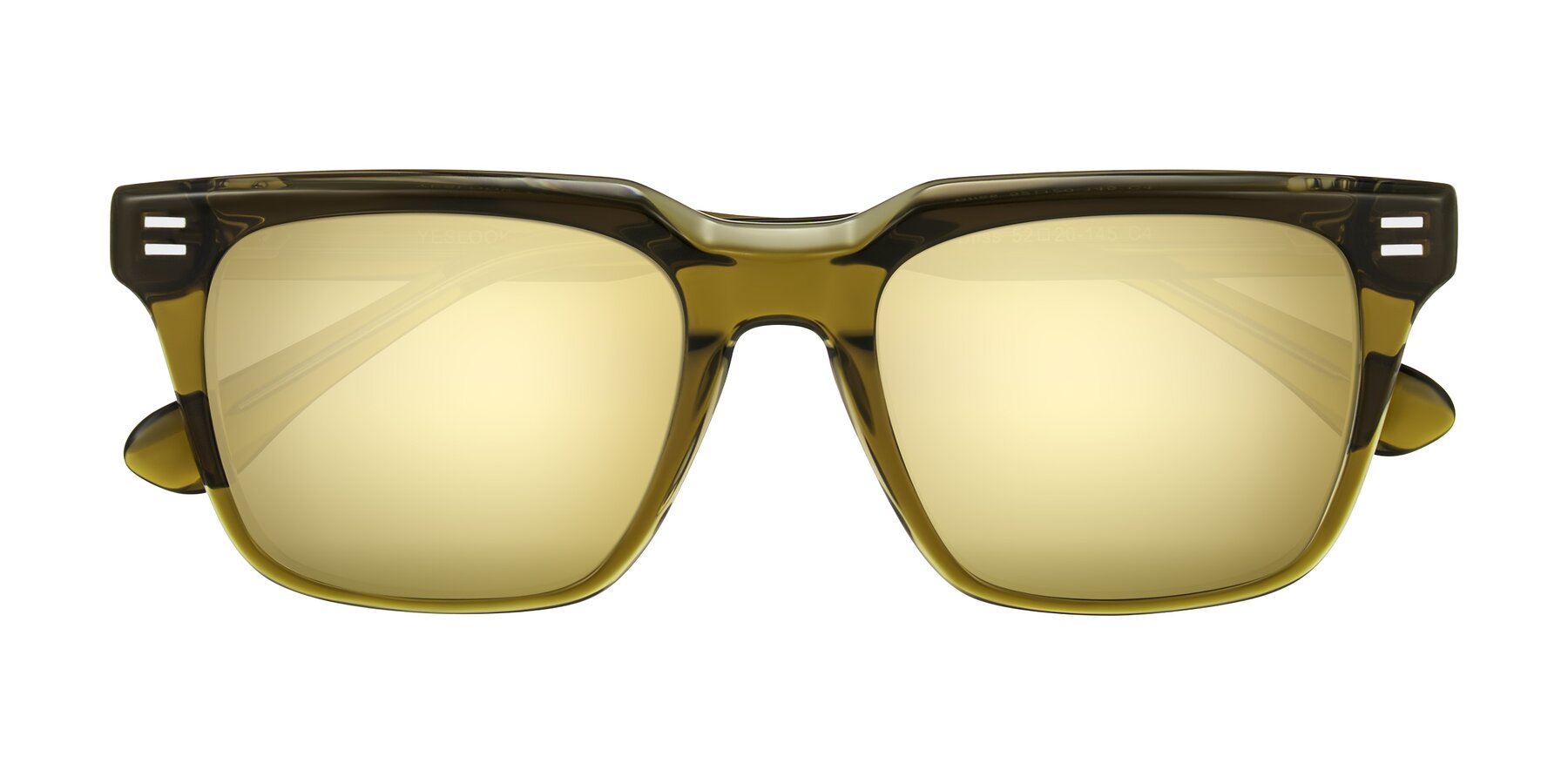 Folded Front of Bliss in Olive Brown with Gold Mirrored Lenses