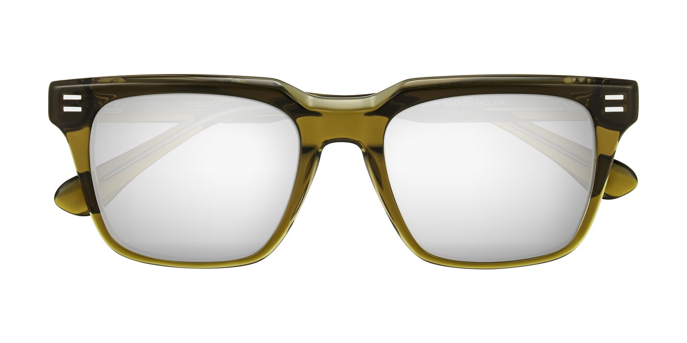 Bliss - Olive Brown Flash Mirrored Sunglasses