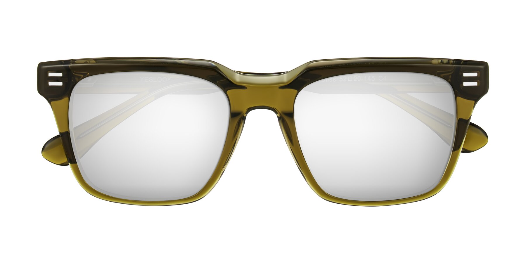Folded Front of Bliss in Olive Brown with Silver Mirrored Lenses