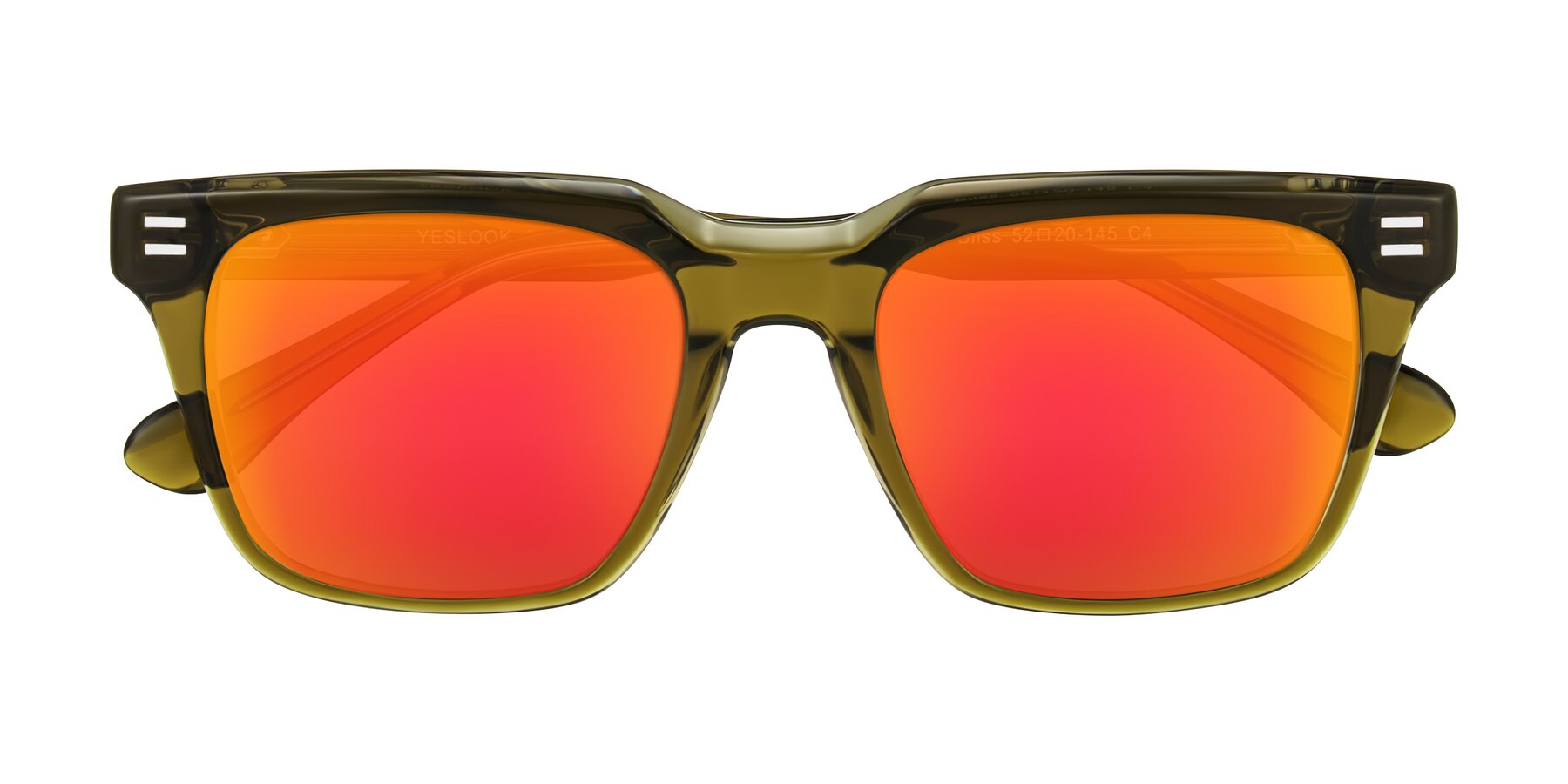 Folded Front of Bliss in Olive Brown with Red Gold Mirrored Lenses