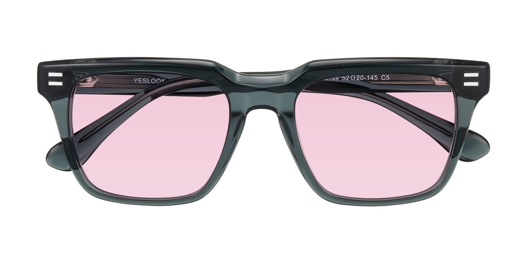 Folded Front of Bliss in Dark Gray with Light Pink Tinted Lenses