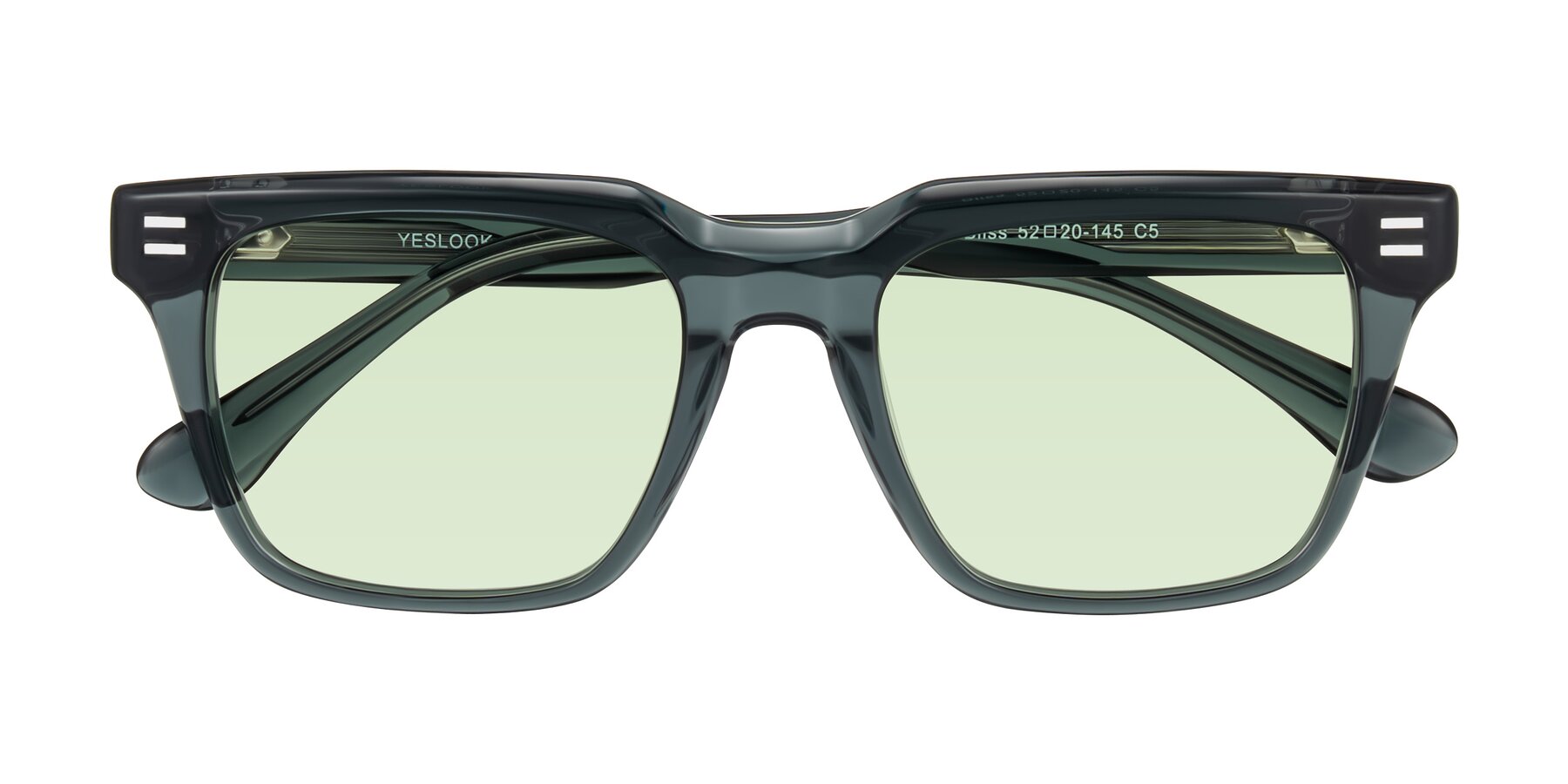 Folded Front of Bliss in Dark Gray with Light Green Tinted Lenses