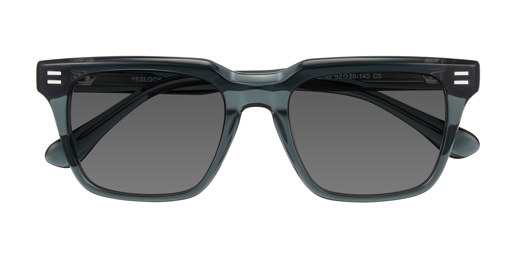 Folded Front of Bliss in Dark Gray with Medium Gray Tinted Lenses
