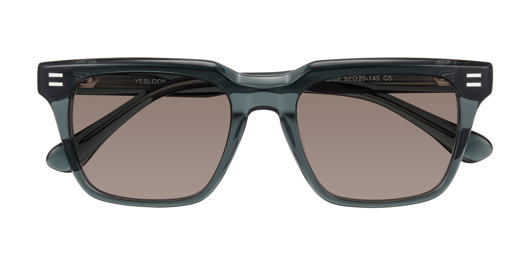 Folded Front of Bliss in Dark Gray with Medium Brown Tinted Lenses