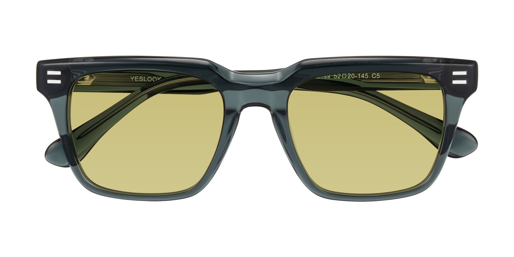 Folded Front of Bliss in Dark Gray with Medium Champagne Tinted Lenses