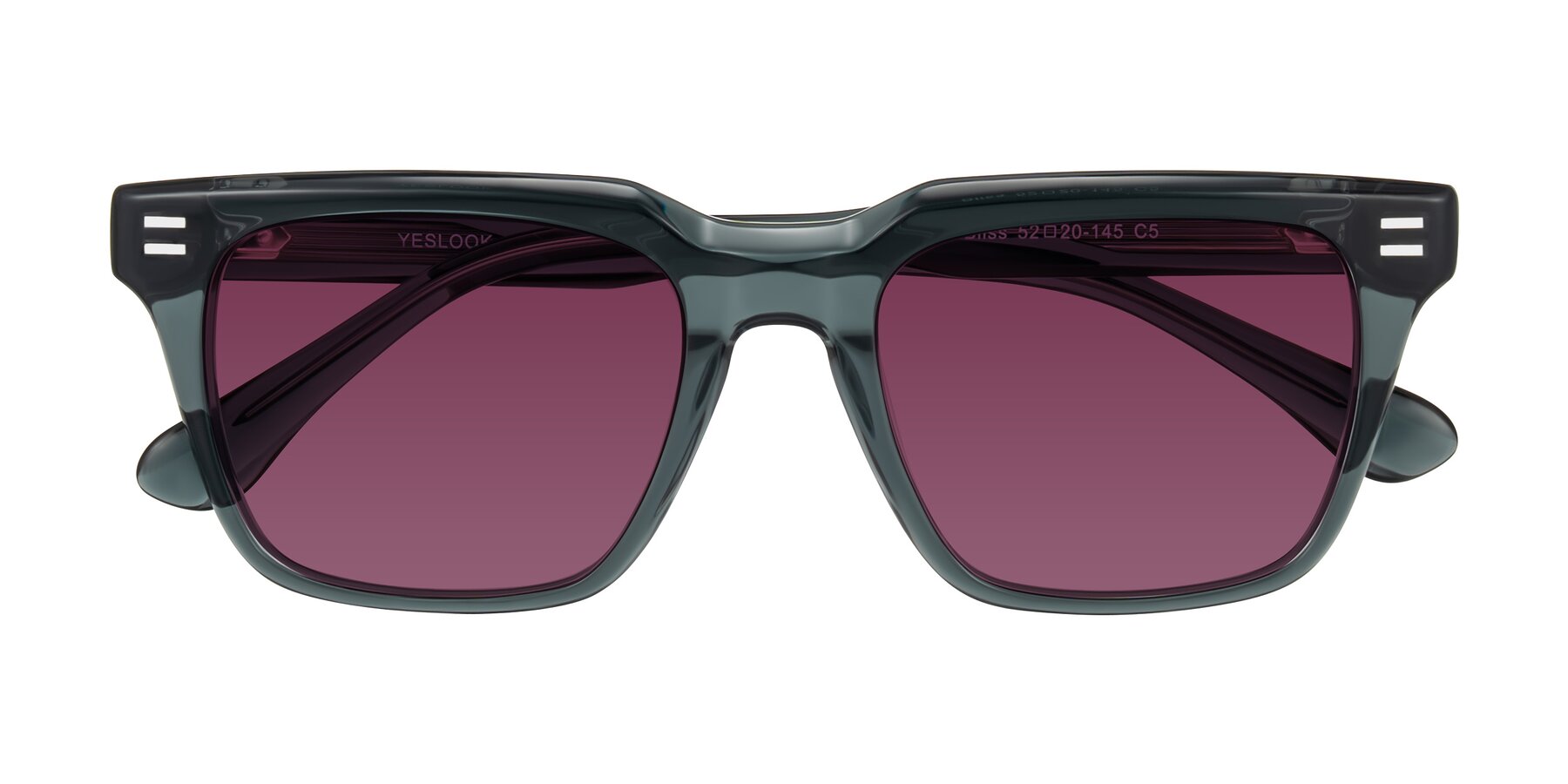 Folded Front of Bliss in Dark Gray with Wine Tinted Lenses