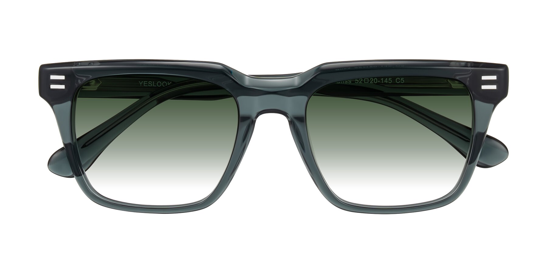Folded Front of Bliss in Dark Gray with Green Gradient Lenses