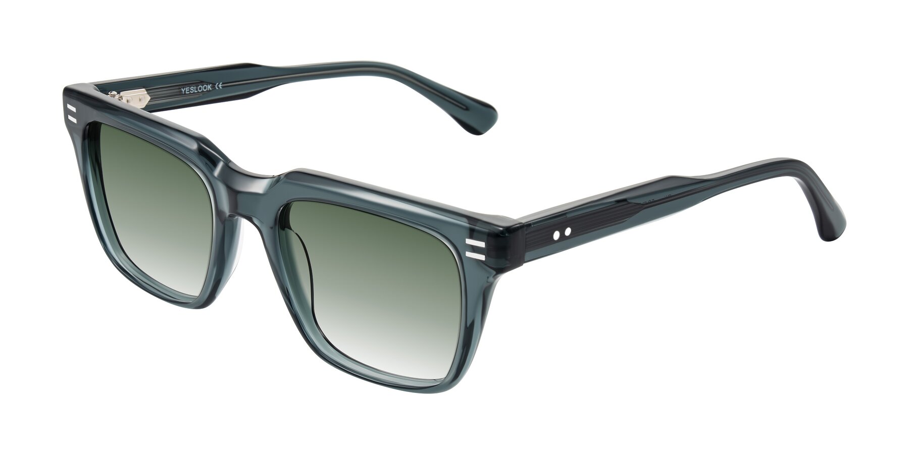 Angle of Bliss in Dark Gray with Green Gradient Lenses