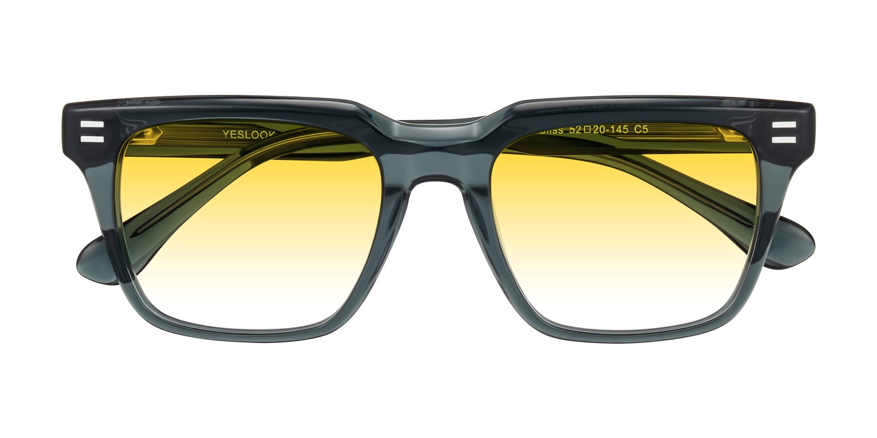 Folded Front of Bliss in Dark Gray with Yellow Gradient Lenses