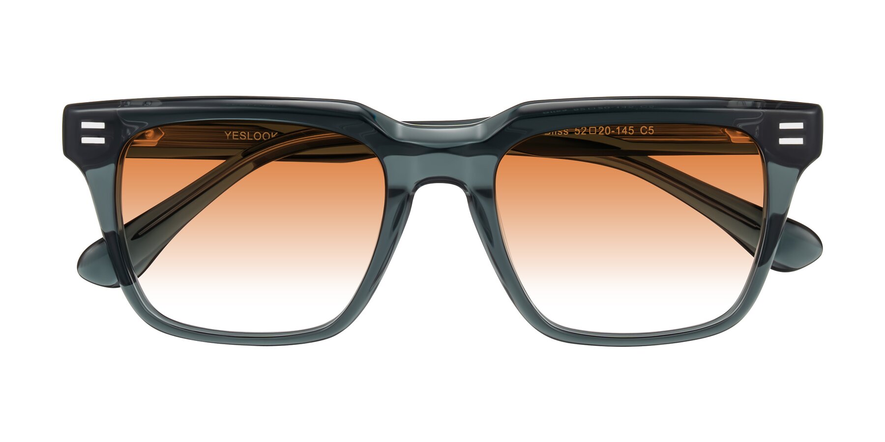 Folded Front of Bliss in Dark Gray with Orange Gradient Lenses