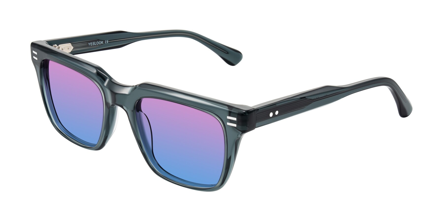 Angle of Bliss in Dark Gray with Pink / Blue Gradient Lenses