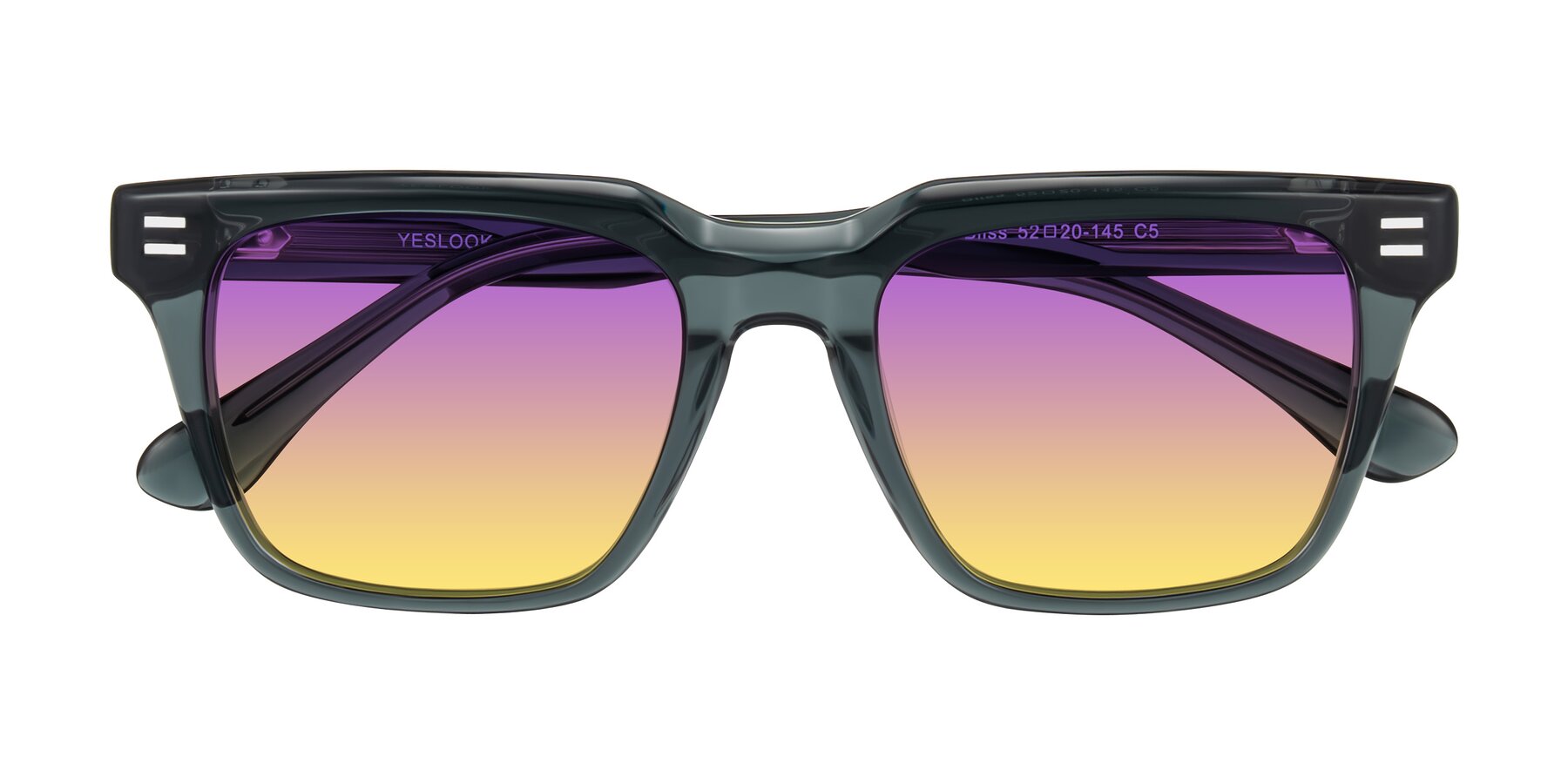 Folded Front of Bliss in Dark Gray with Purple / Yellow Gradient Lenses