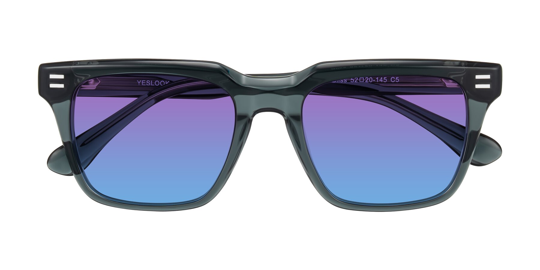 Folded Front of Bliss in Dark Gray with Purple / Blue Gradient Lenses