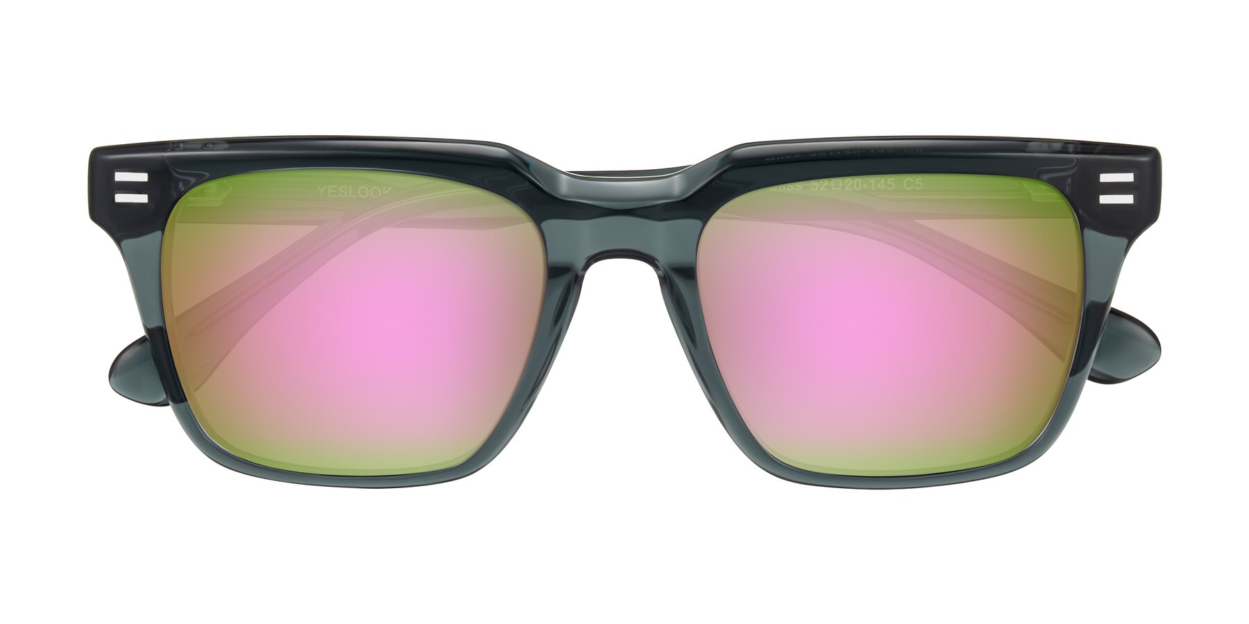 Folded Front of Bliss in Dark Gray with Pink Mirrored Lenses