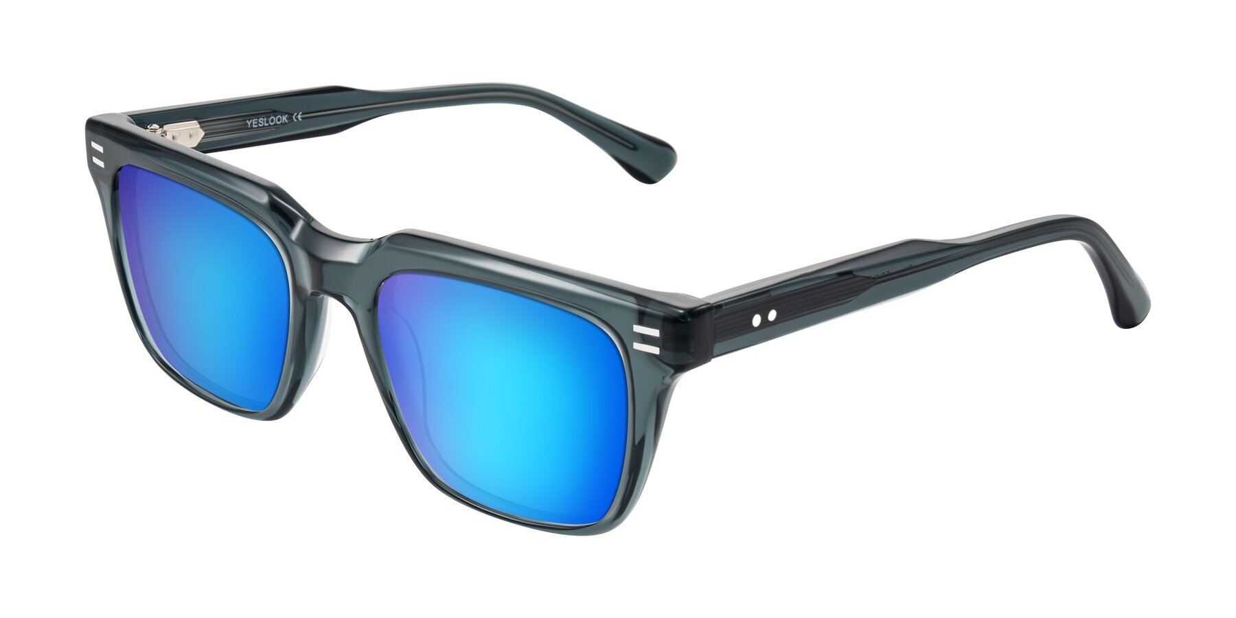 Angle of Bliss in Dark Gray with Blue Mirrored Lenses