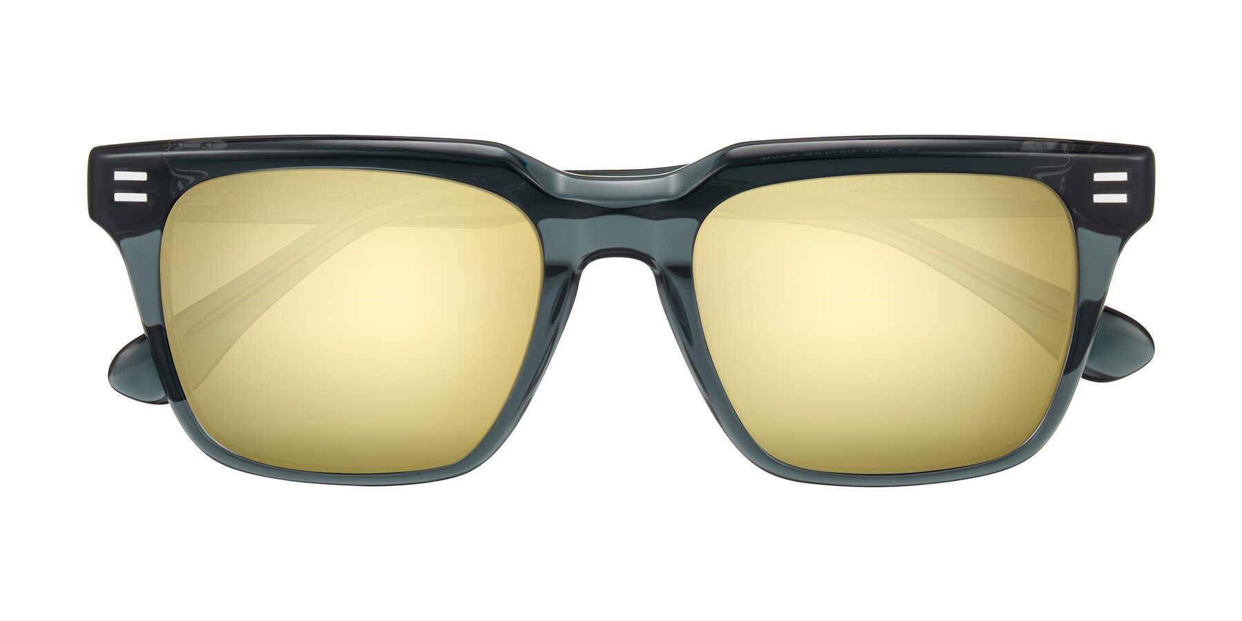 Folded Front of Bliss in Dark Gray with Gold Mirrored Lenses